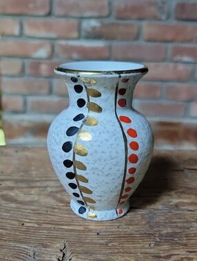 VTG Dümler & Breiden West Germany Mini Vase Mid Century Modern MCM Red Gold